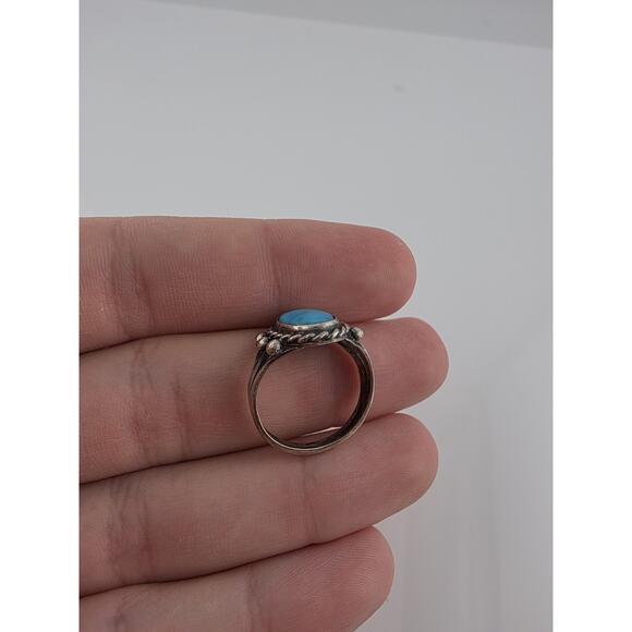 Native American Sterling Silver 925 Turquoise Ring Size 7.5 - Picture 3 of 8